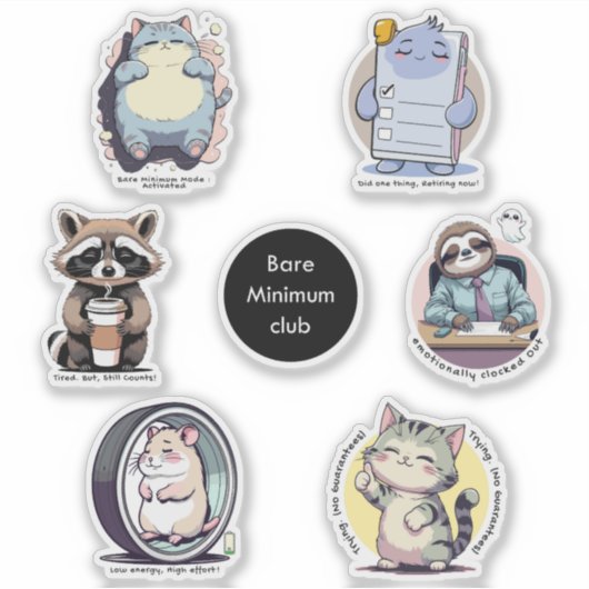 最低限界クラブ ステッカーシート | 共感できる面白さ シール (正面)