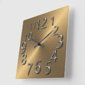 最先端のシルバーと金ゴールド スクエア壁時計 (傾斜)