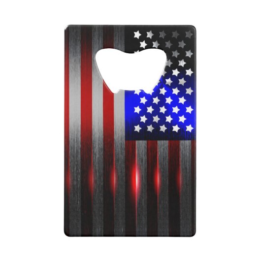 最先端のレーザーによって切られる米国旗1 クレジットカード栓抜き (正面)
