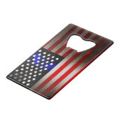 最先端のレーザーによって切られる米国旗2 クレジットカード栓抜き (裏面アングル)