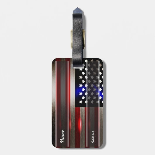 最先端のレーザーによって切られる米国旗2 ラゲッジタグ (裏面縦)