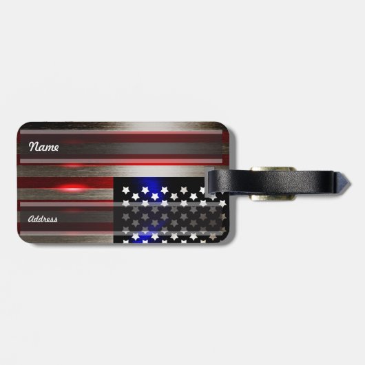 最先端のレーザーによって切られる米国旗2 ラゲッジタグ (裏面横)