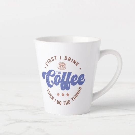 最初にコーヒーの皮肉なおもしろい引用文 カフェラテマグ (右)