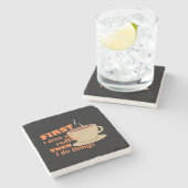 最初にコーヒーを飲む ストーンコースター (横)