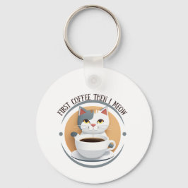 最初にコーヒーを飲んだら可愛い猫が出てくる キーホルダー