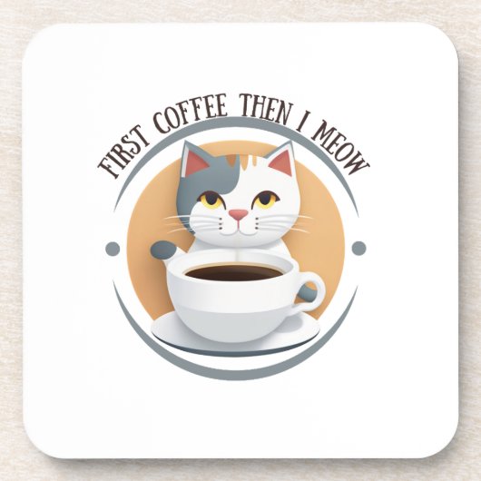 最初にコーヒーを飲んだら可愛い猫が出てくる コースター (正面)