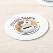 最初にコーヒーを飲んだら可愛い猫が出てくる ラウンドペーパーコースター (アングル)