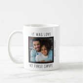 最初にスワイプで愛オンラインカップルのバレンタインマグ コーヒーマグカップ (左)