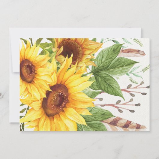 最初にヒマワリの第1誕生日の黄色い夏の花柄 招待状 (裏面)