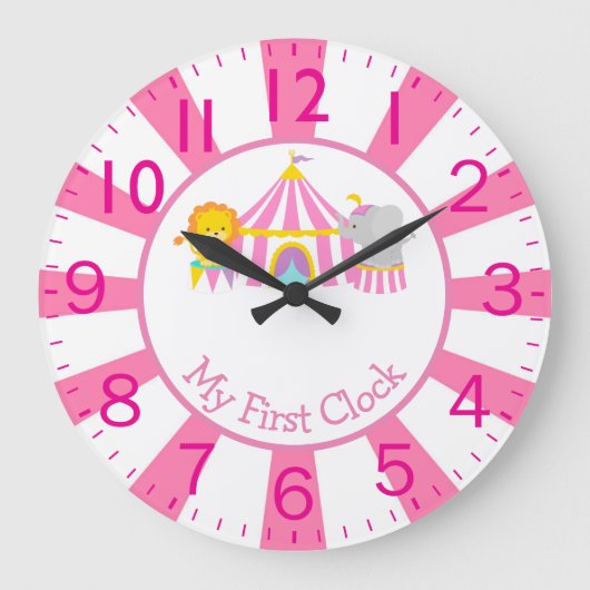 最初に動物とサーカス ラージ壁時計 (正面)