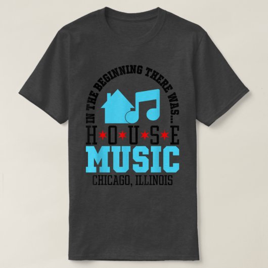 最初に家があった – シカゴハウスM Tシャツ (デザイン正面)