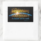 最初に神はキリスト教の信仰の聖句を創造した 長方形シール (バッグ)