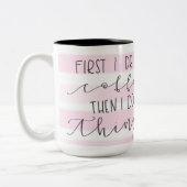 最初に私はコーヒーピンクのストライプのなマグを飲みます ツートーンマグカップ (左)