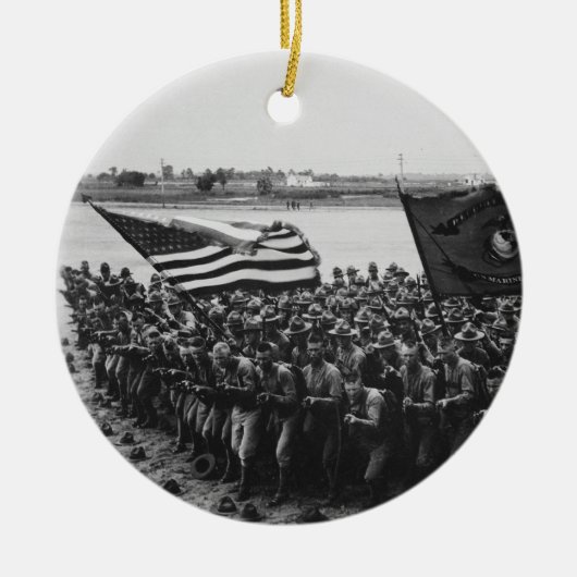 最初に米国海兵隊1918年戦うため セラミックオーナメント (正面)