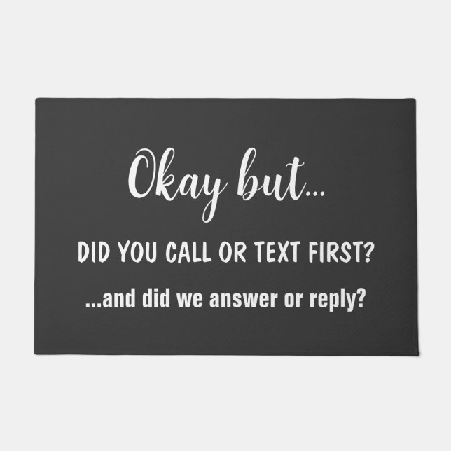 最初に電話か文字は？失礼おもしろいな ドアマット (正面)