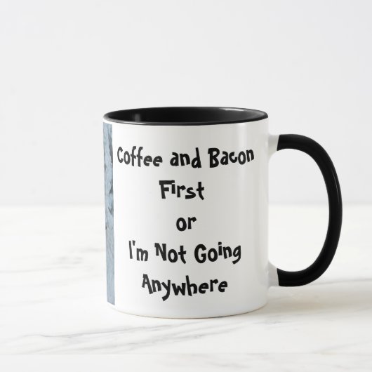 最初にIMG_0318、コーヒーおよびベーコンまたは私はGoi…ではないです マグカップ (右)