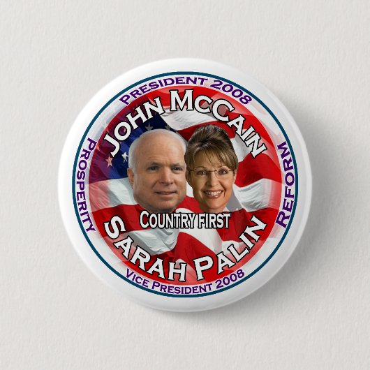 最初にMcCain Palinの国 缶バッジ (正面)