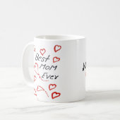 最初のお母さん幸せな母の日の手書きシンプルされた コーヒーマグカップ (正面左)