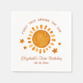 最初ののまわりに旅ザ・サン – サンシャイン1歳の誕生日 スタンダードカクテルナプキン (正面)