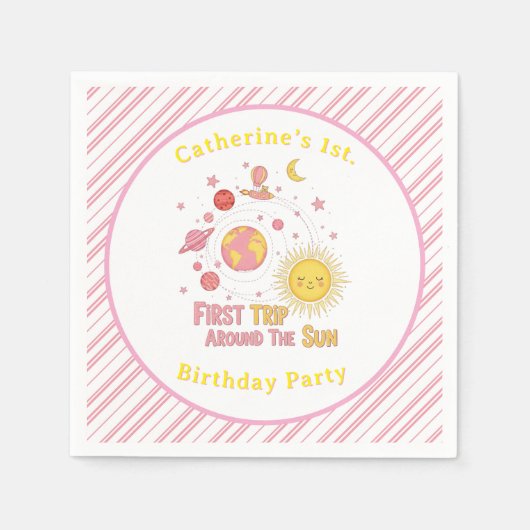 最初ののまわりに旅The Sun Girl 1st.誕生日パーティー スタンダードカクテルナプキン (正面)