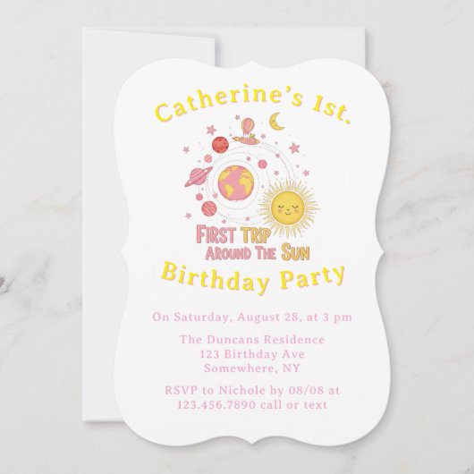 最初ののまわりに旅The Sun Girl 1st.誕生日パーティー 招待状 (正面)