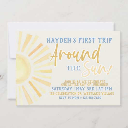 最初ののまわりに日帰り、最初の誕生日、太陽。 招待状 (正面)