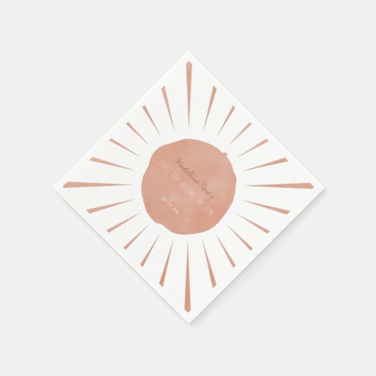 最初ののまわりに日没 | テラコッタサンシャイン スタンダードカクテルナプキン (角)