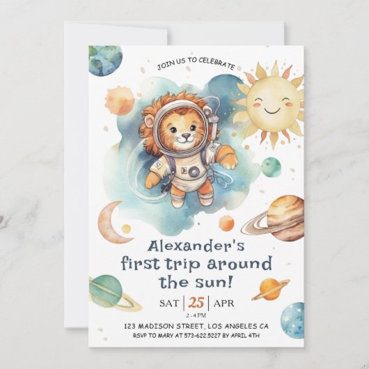 最初ののまわりに日没 |誕生日の男の子 招待状 (正面)