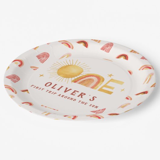 最初ののまわりに日没 |誕生日パーティー ペーパープレート (アングル)