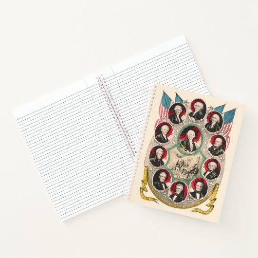 最初のアメリカの大統領が1844年のリトグラフを復元 ノートブック (内部)