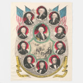 最初のアメリカの大統領が1844年のリトグラフを復元 フリースブランケット (正面)