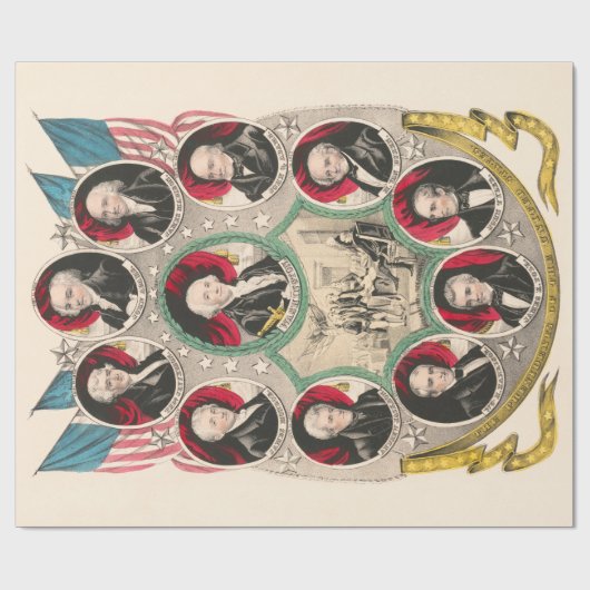 最初のアメリカの大統領が1844年のリトグラフを復元 ラッピングペーパー (フラット)