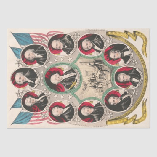 最初のアメリカの大統領が1844年のリトグラフを復元 薄葉紙 (正面)