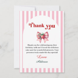 最初のイチゴとリボン サンキューカード