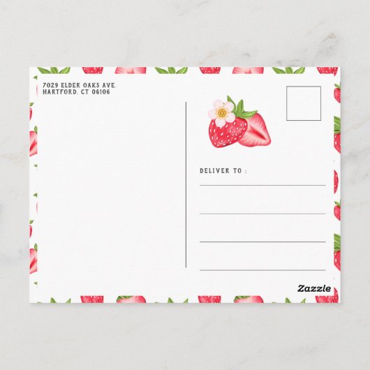 最初のイチゴのお誕生日パーティーの写真 ポストカード (裏面)