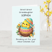 最初のイースターの孫娘素晴らしがパーソナライズ カード (黄色い花)