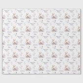 最初のイースターガールパーソナライズされたバニー名パープル ラッピングペーパー (フラット)