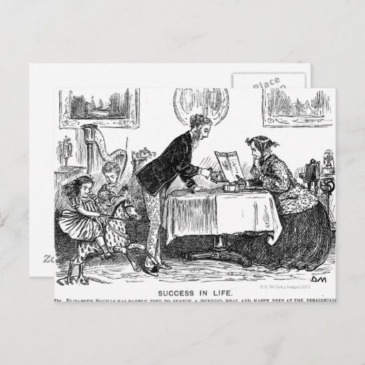 最初のエリザベス・ギャレット・アンダーソンについての漫画 ポストカード (正面/裏面)