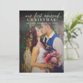 最初のエレガントクリスマス結婚した赤い写真 シーズンカード (スタンド正面)