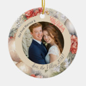 最初のエレガントク結婚したリスマス写真 セラミックオーナメント (正面)