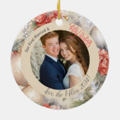 最初のエレガントク結婚したリスマス写真 セラミックオーナメント (裏面)