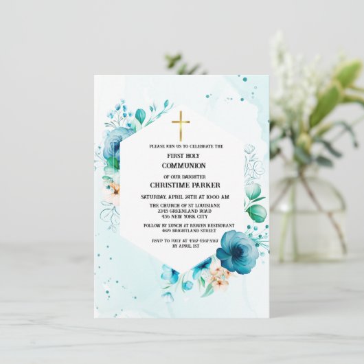 最初のカトリック聖聖餐式の水の色フローラ 招待状 (スタンド正面)