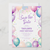 最初のカラフル誕生日パーティー セーブザデート (正面)