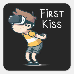 最初のキスおもしろい- VRゲーマー漫画，オタク系の男の子 スクエアシール