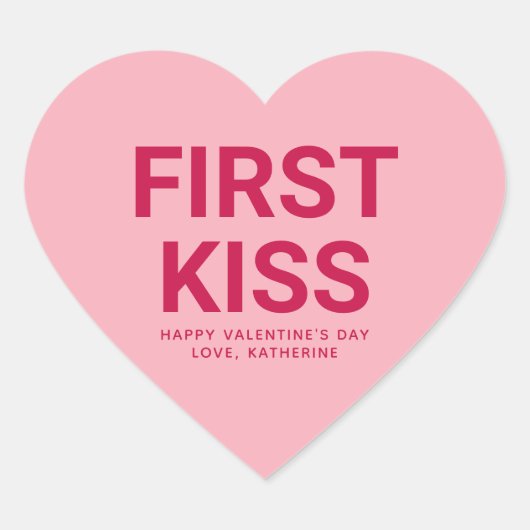 最初のキスかわいいおもしろいバレンタインデーの会話 ハートシール (正面)