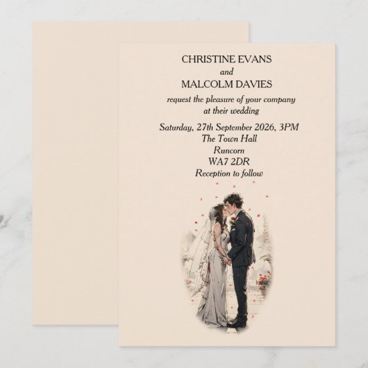 最初のキス結婚の 招待状 (正面/裏面)