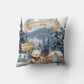 最初のキュートなクリスマス新婚記念オーナメント クッション (裏面)