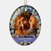 最初のクリスマスおばあちゃんスノーフレークスソフトブルーパープル セラミックオーナメント (右)