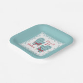 最初のクリスマスのミトン 赤いリボン ホリデー ペーパープレート (傾斜あり)