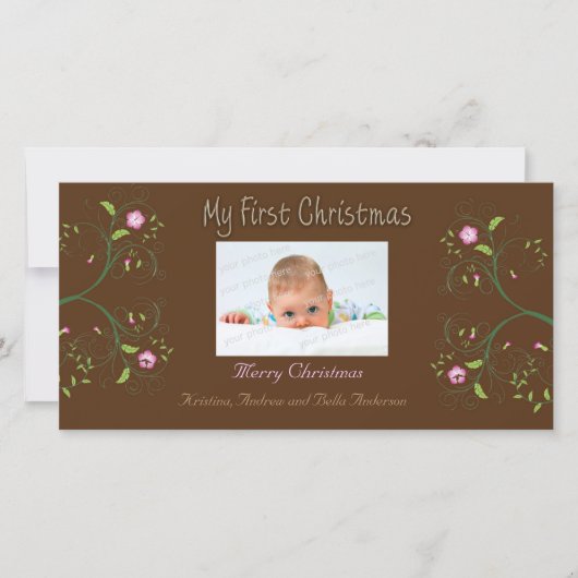最初のクリスマスの写真カード シーズンカード (正面)